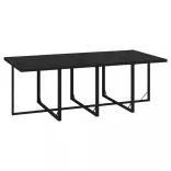 9 részes fekete polyrattan kerti étkezőgarnitúra párnákkal