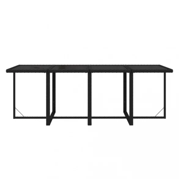 9 részes fekete polyrattan kerti étkezőgarnitúra párnákkal