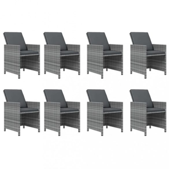 9 részes szürke polirattan kerti étkezőgarnitúra párnákkal