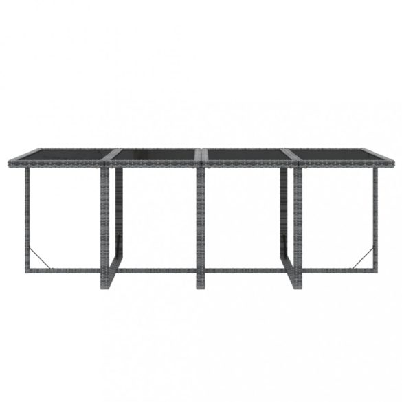 9 részes szürke polirattan kerti étkezőgarnitúra párnákkal