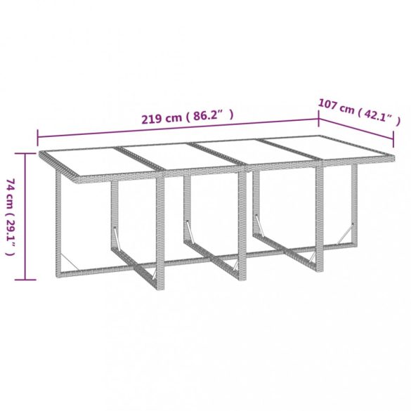 9 részes szürke polirattan kerti étkezőgarnitúra párnákkal