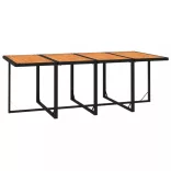 9 részes fekete polyrattan kerti étkezőgarnitúra párnákkal