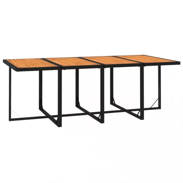 9 részes fekete polyrattan kerti étkezőgarnitúra párnákkal