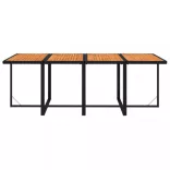 9 részes fekete polyrattan kerti étkezőgarnitúra párnákkal