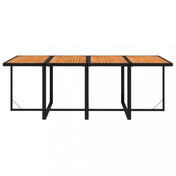 9 részes fekete polyrattan kerti étkezőgarnitúra párnákkal