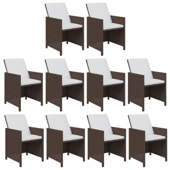 11 részes barna polyrattan kerti étkezőgarnitúra párnákkal