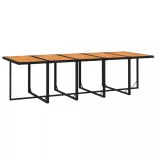 11 részes fekete polyrattan kerti étkezőgarnitúra párnákkal