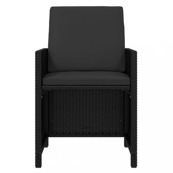 13 részes fekete polyrattan kerti étkezőgarnitúra párnákkal
