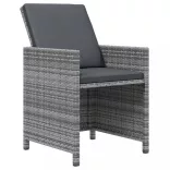 13 részes szürke polyrattan kerti étkezőgarnitúra párnákkal