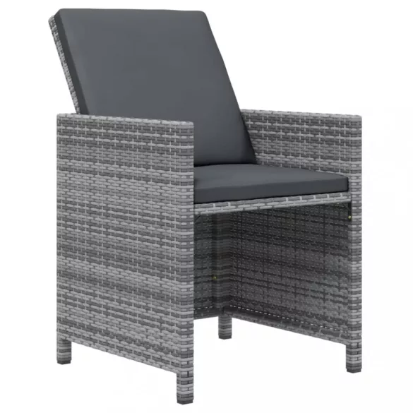 13 részes szürke polyrattan kerti étkezőgarnitúra párnákkal