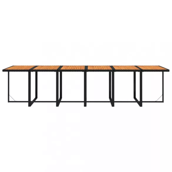 13 részes fekete polyrattan kerti étkezőgarnitúra párnákkal