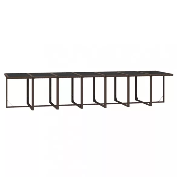 15 részes barna polyrattan kerti étkezőgarnitúra párnákkal