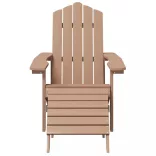 2 db barna HDPE kerti adirondack szék lábtartóval