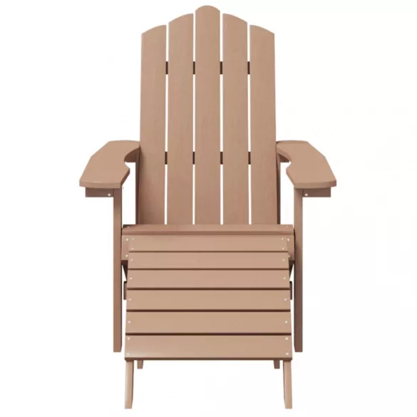 2 db barna HDPE kerti adirondack szék lábtartóval