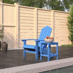 vízkék HDPE kerti adirondack szék asztallal