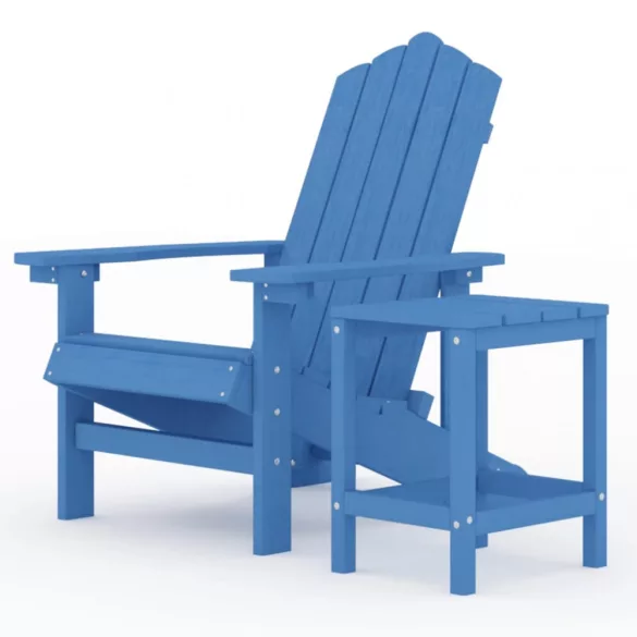 vízkék HDPE kerti adirondack szék asztallal