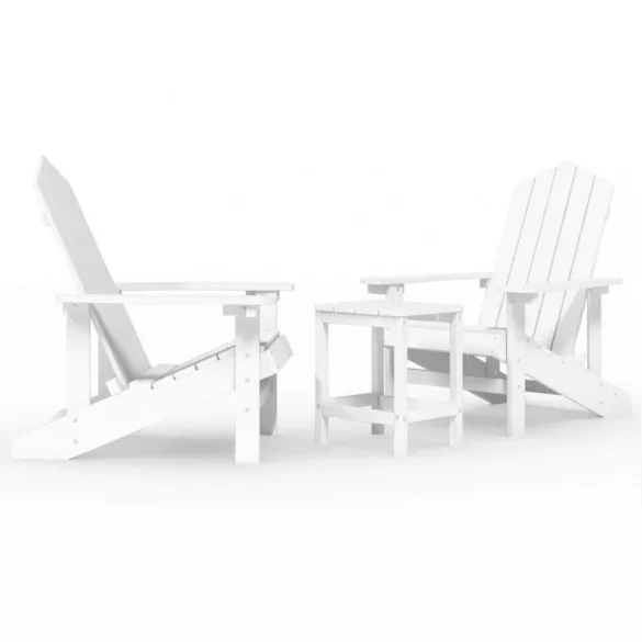 fehér HDPE kerti adirondack székek asztallal