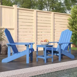 vízkék HDPE kerti adirondack székek asztallal