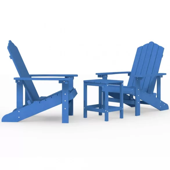 vízkék HDPE kerti adirondack székek asztallal