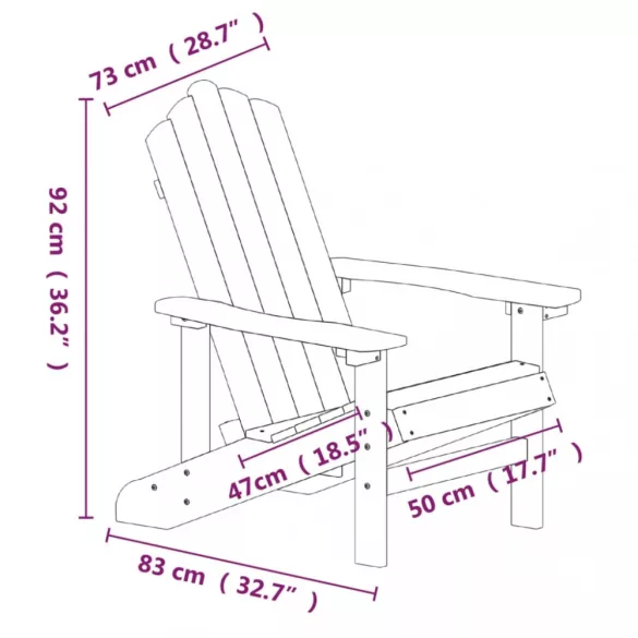 vízkék HDPE kerti adirondack székek asztallal