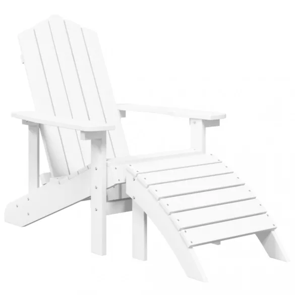 fehér HDPE kerti adirondack szék lábtartóval és asztallal