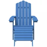 vízkék HDPE kerti adirondack szék lábtartóval és asztallal