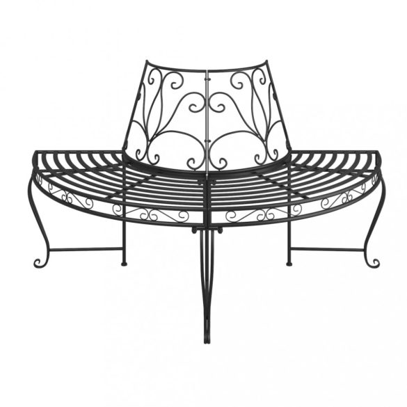 2 db fekete acél félkör alakú fa körüli pad Ø160 cm