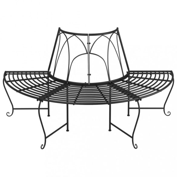 2 db fekete acél félkör alakú fa körüli pad Ø159 cm