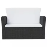 8 részes fekete polyrattan kerti társalgószett párnákkal