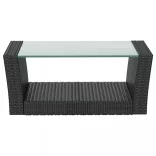 8 részes fekete polyrattan kerti társalgószett párnákkal