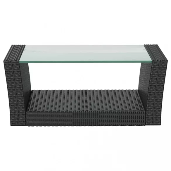 8 részes fekete polyrattan kerti társalgószett párnákkal