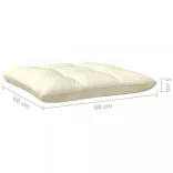 8 részes fenyőfa kerti ülőgarnitúra krémszínű párnákkal