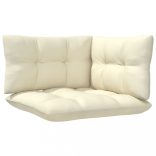 9 részes fenyőfa kerti ülőgarnitúra krémszínű párnákkal