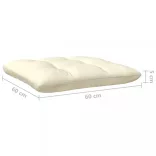 négy személyes tömör fenyőfa kerti kanapé krémszínű párnákkal