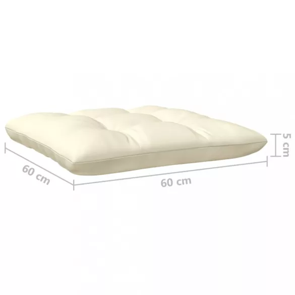 négy személyes tömör fenyőfa kerti kanapé krémszínű párnákkal