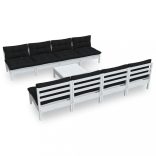 9 részes tömör fenyőfa kerti ülőgarnitúra párnákkal