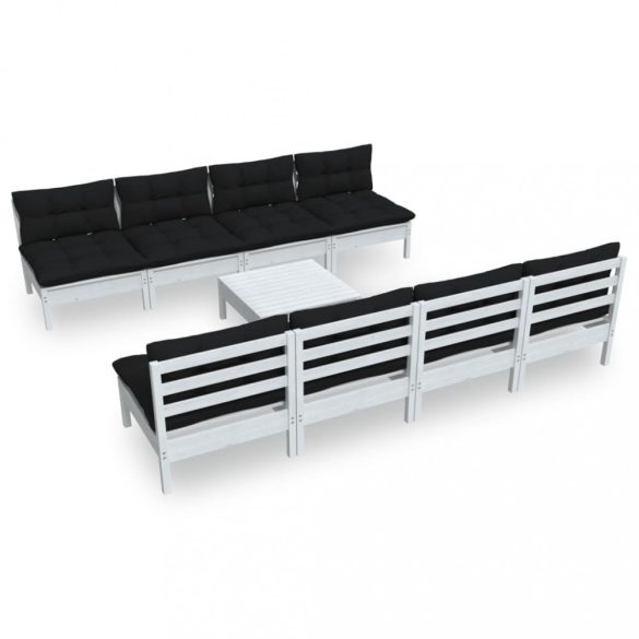 9 részes tömör fenyőfa kerti ülőgarnitúra párnákkal