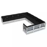 11 részes fehér fenyőfa kerti ülőgarnitúra párnákkal