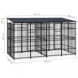 acél kültéri kutyakennel tetővel 7,37 m²