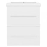 fehér szerelt fa mosdószekrény beépített mosdókagylóval