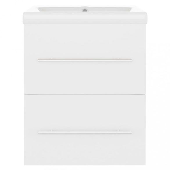 fehér szerelt fa mosdószekrény beépített mosdókagylóval