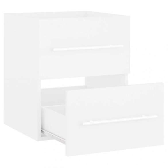 fehér szerelt fa mosdószekrény beépített mosdókagylóval