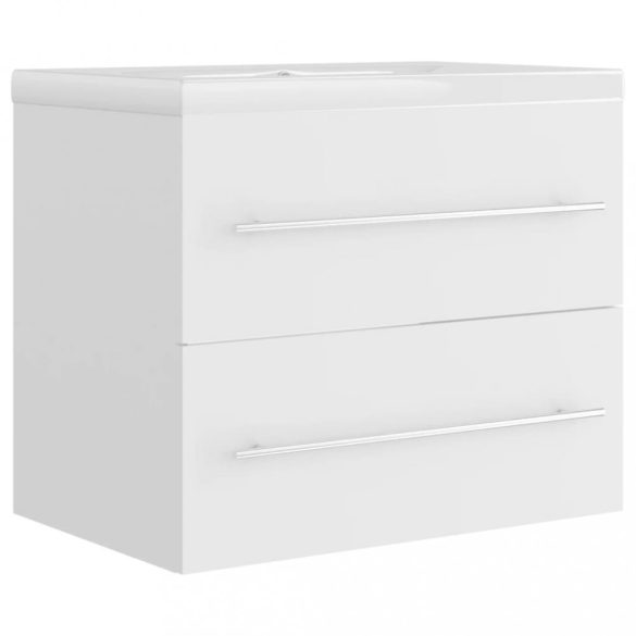 fehér szerelt fa mosdószekrény beépített mosdókagylóval