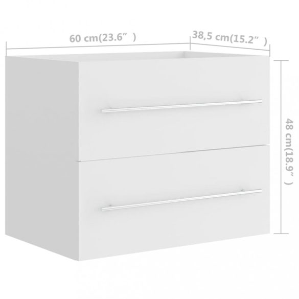 fehér szerelt fa mosdószekrény beépített mosdókagylóval