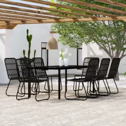 9 részes fekete kerti étkezőgarnitúra