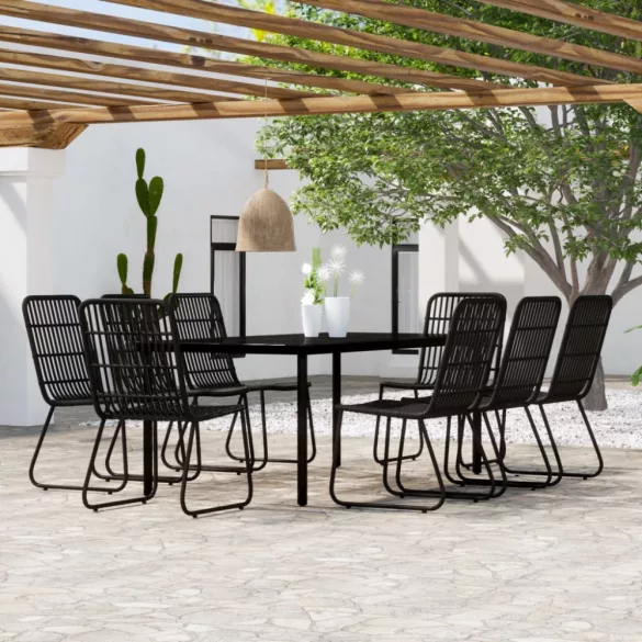 9 részes fekete kerti étkezőgarnitúra