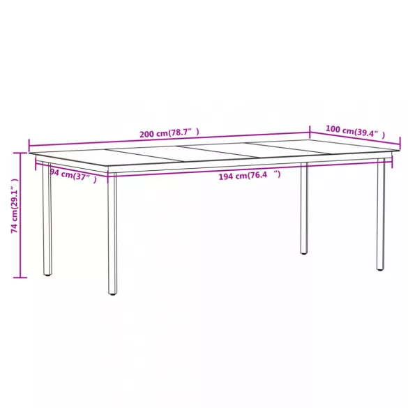 9 részes fekete kerti étkezőgarnitúra