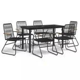 7 részes fekete PVC rattan kerti étkezőgarnitúra