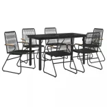 7 részes fekete PVC rattan kerti étkezőgarnitúra