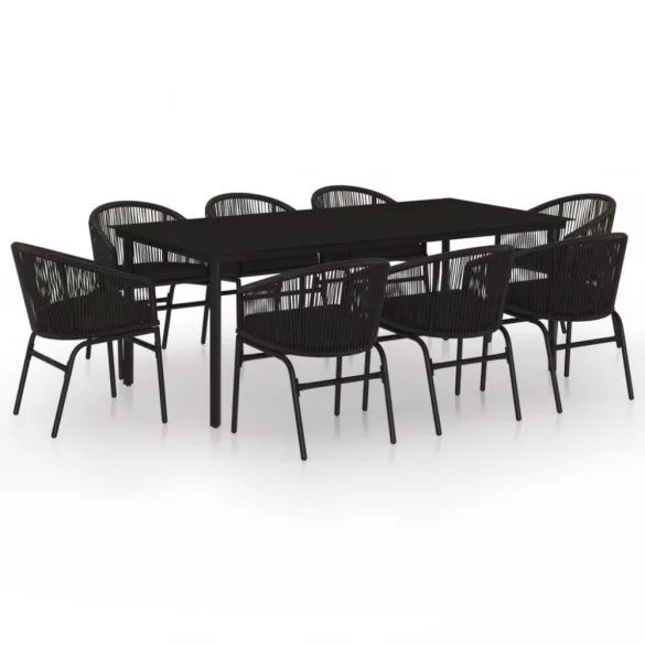 9 részes fekete kerti étkezőgarnitúra